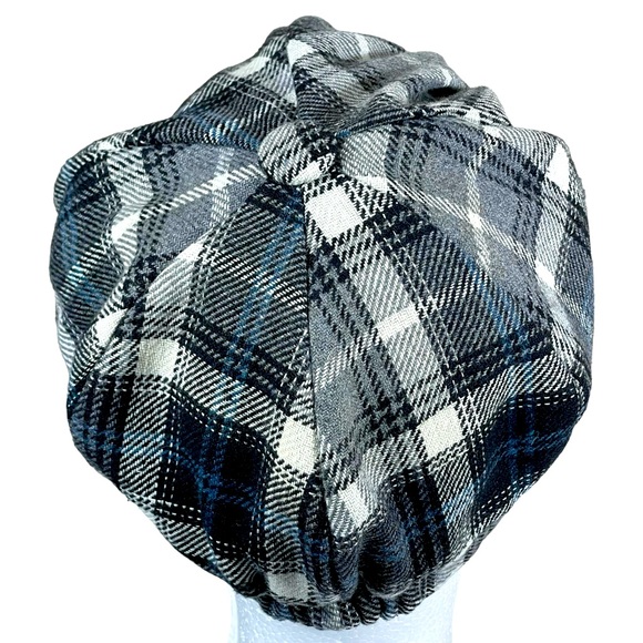 MUDD Newsboy Cabbie Navy Plaid Cap One Size - Picture 3 of 15